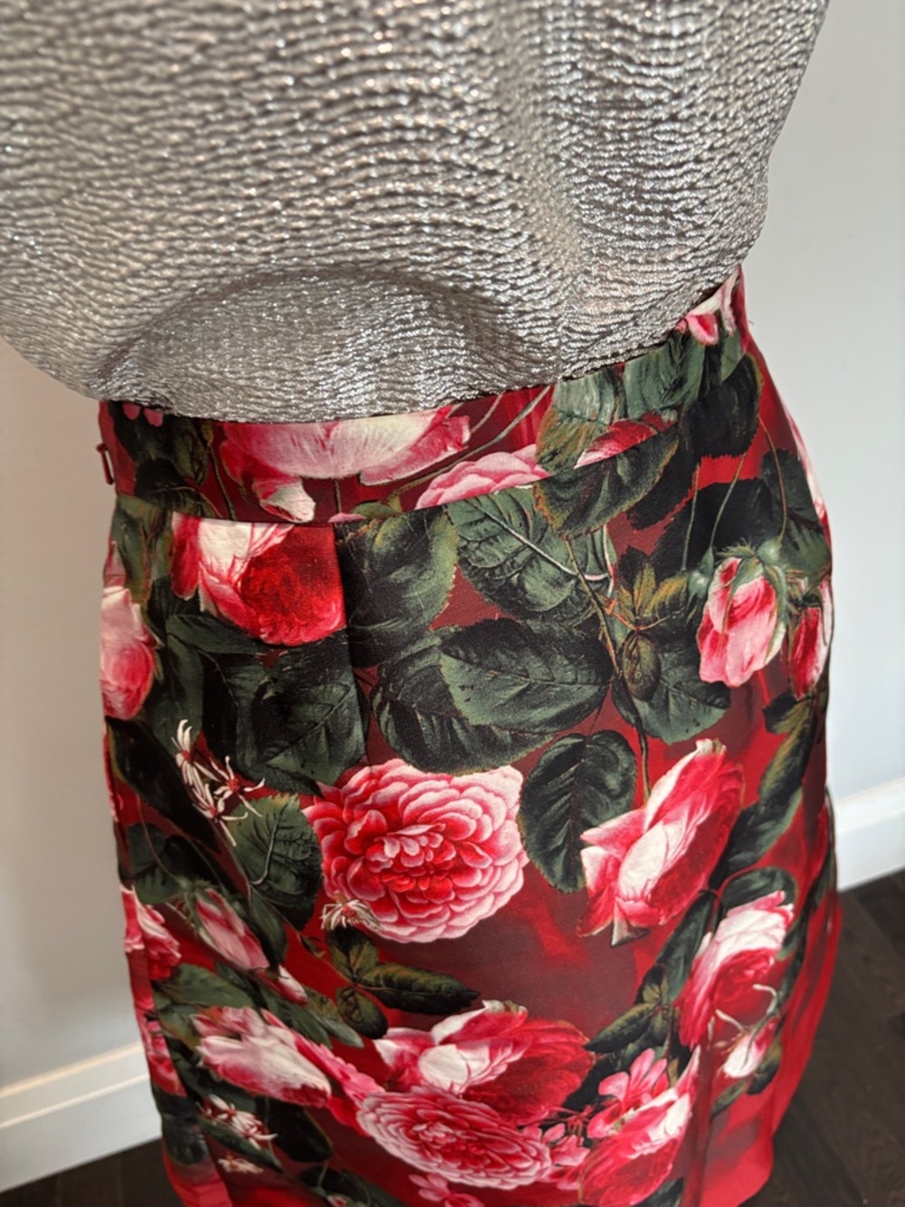 Talbots Floral A-Line Midi Skirt Red Pink Pleated Party Skirt 6 - Picture 9 of 13